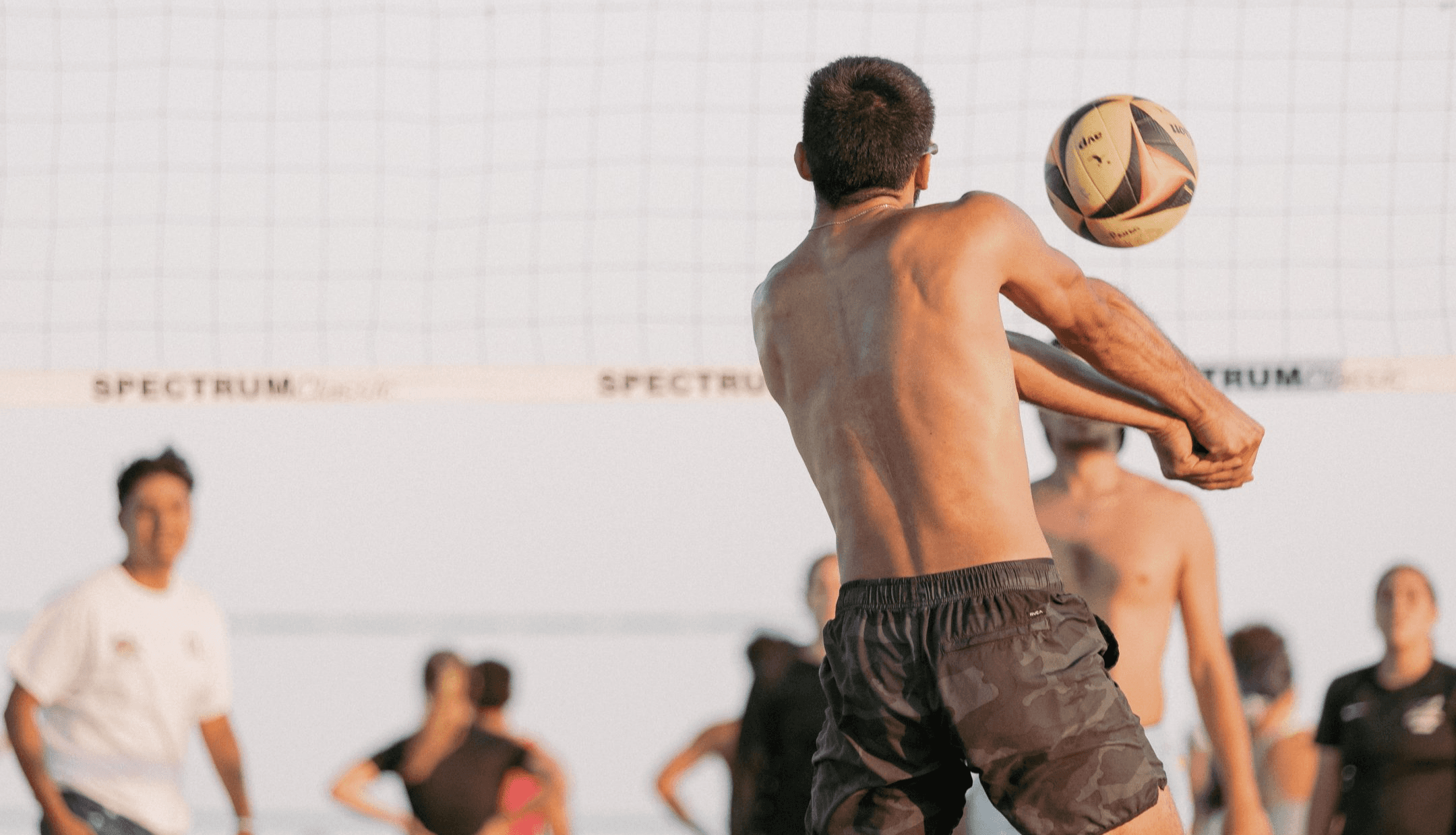 Beach volleyball training session