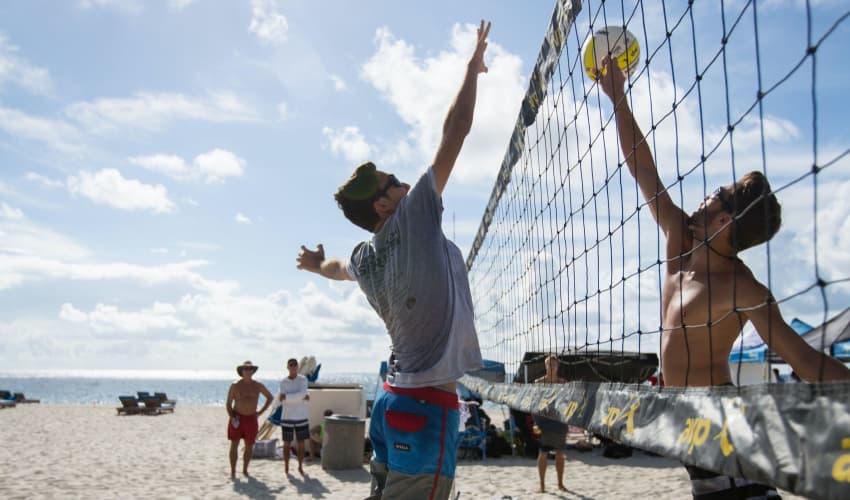 Beach volleyball players in Tampa Bay